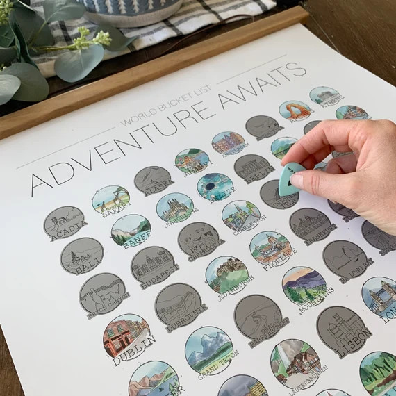World Bucket List - Scratch Off Print - Adventure Awaits - Wanderlust - World Travel - Christmas ... | Etsy (US)