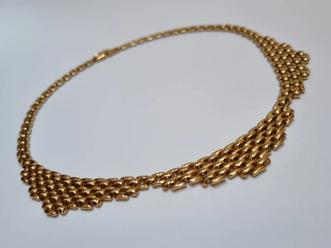 Monet, 80s vintage shiny gold plated watchband chain link necklace | Etsy (US)