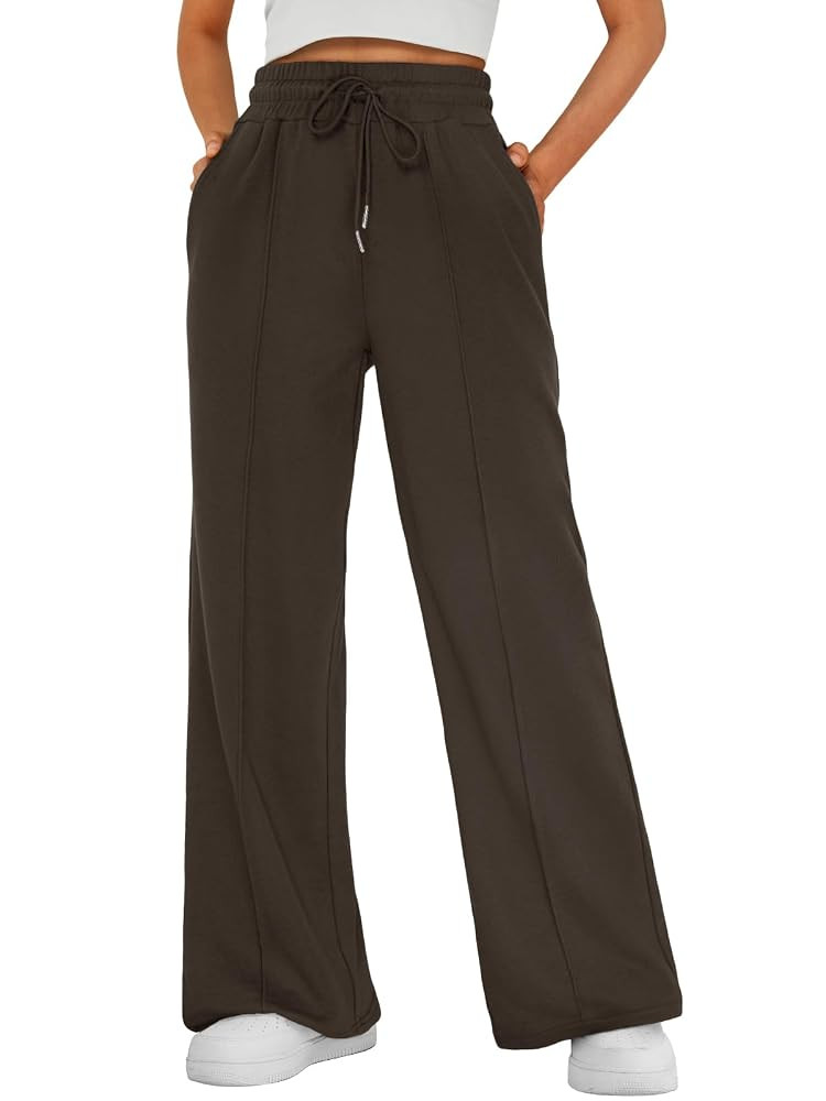 AUTOMET Womens Wide Leg Sweatpants High Waisted Baggy Pants Drawstring Athletic Joggers | Amazon (US)