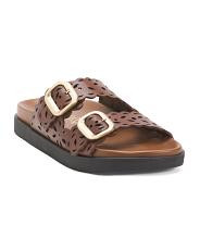Made In Spain Leather Wrapped Footbed Two Band Sandals | TJ Maxx