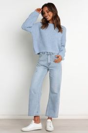 Limestone Knit Sweater - Blue | Petal & Pup (US)