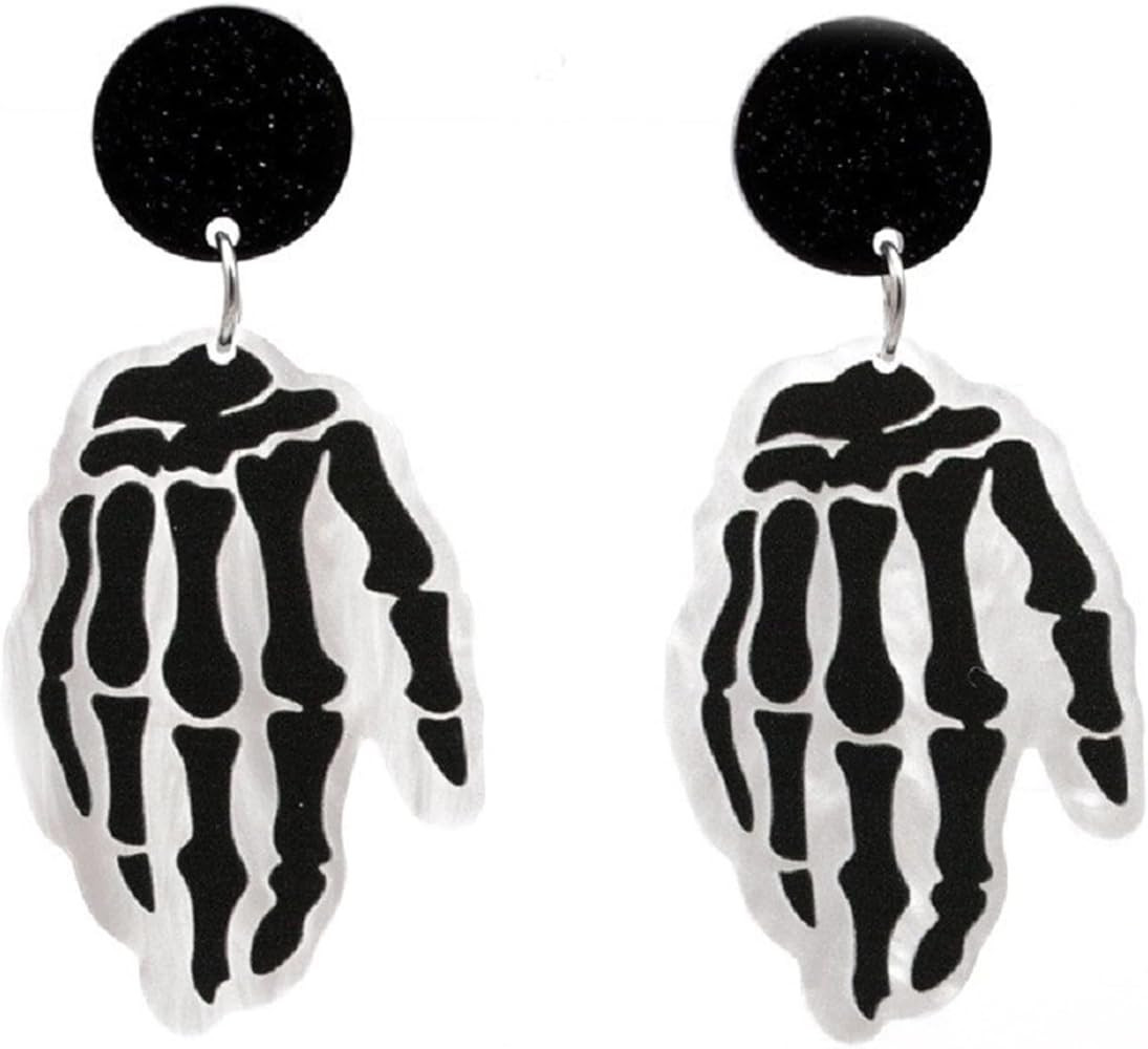 Halloween Skull Earrings Halloween Dangle Earrings for Girls Acrylic Skeleton Spider Pumpkin Bat ... | Amazon (US)