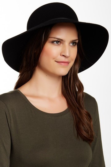 Round Crown Floppy Wool & Leather Hat | Nordstrom Rack