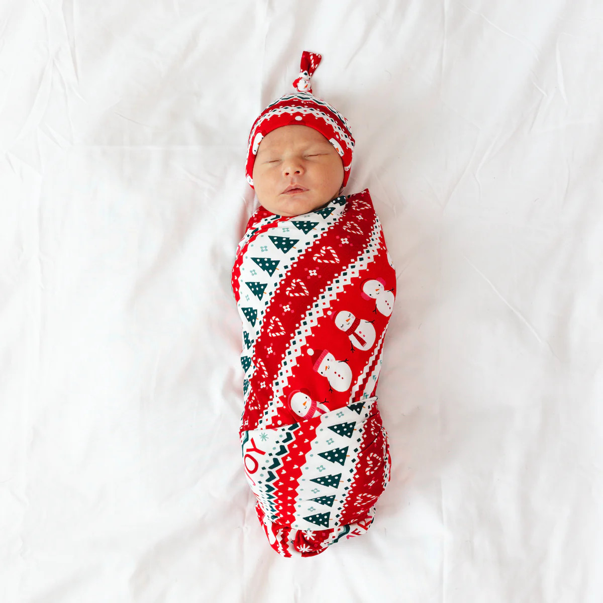 Festive Fair Isle Swaddle & Hat Set | Little Sleepies