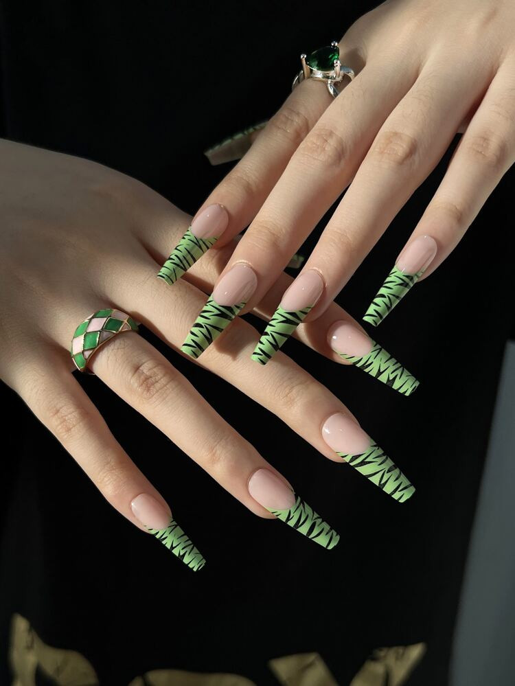 24pcs Long Coffin Fake Nail & 1pc Nail File & 1sheet Tape | SHEIN