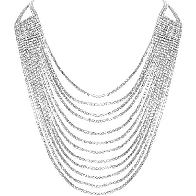 Humble Chic Layered Statement Necklace - Darling Waterfall Simulated Diamond CZ Crystal Multi-Chain  | Amazon (US)