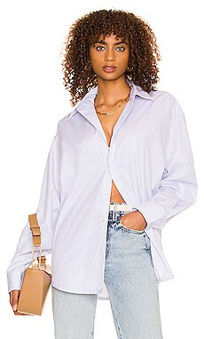 Bastien Button Down Top in Blue & White Stripe | Revolve Clothing (Global)