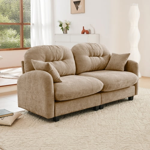 Sweiko 74" Loveseat Sofa, Modern Chenille Sectional Sofa Cloud Couch, Upholstered Deep Seat Secti... | Walmart (US)