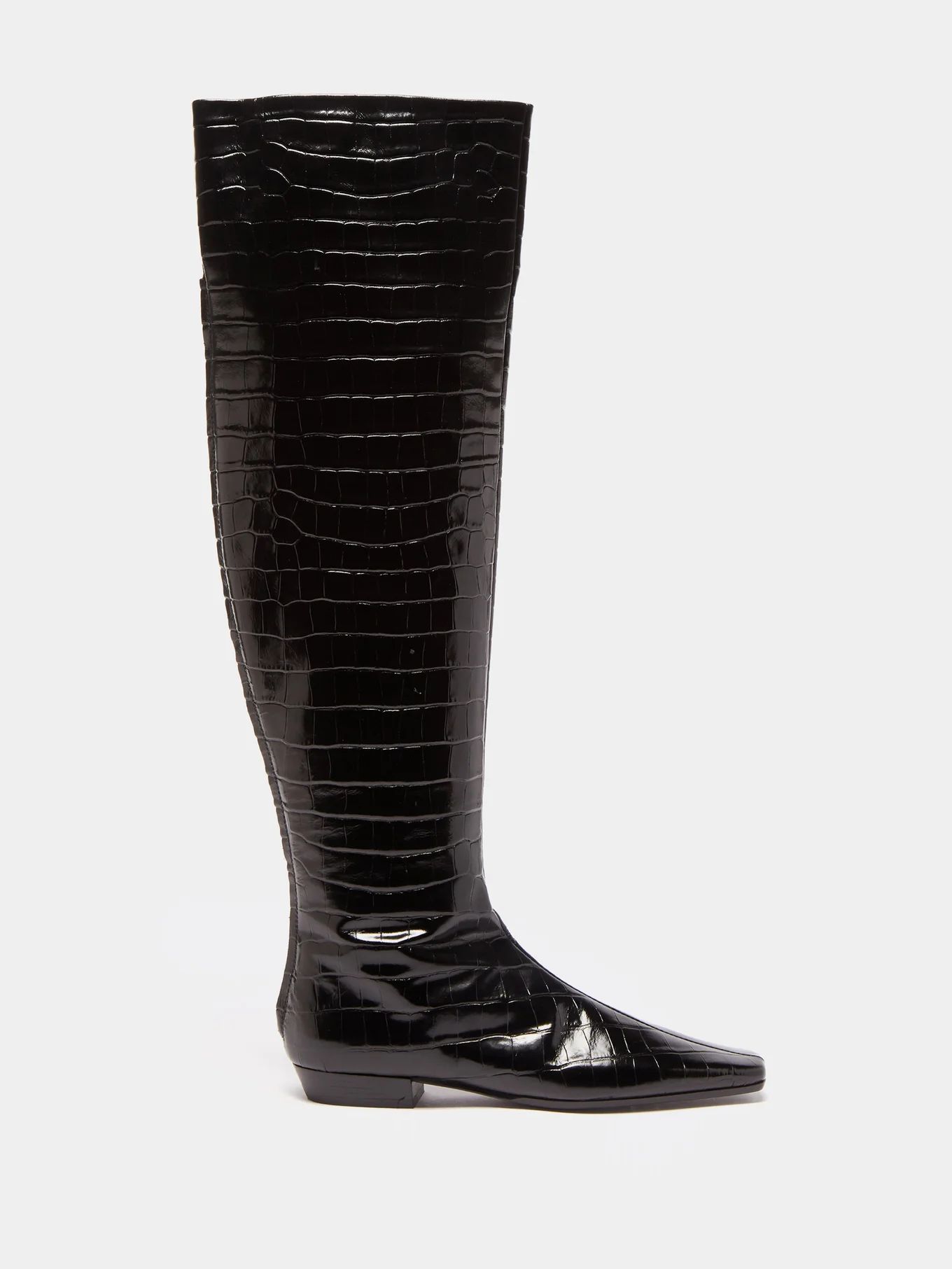 Crocodile-effect leather over-the-knee boots | Toteme | Matches (US)