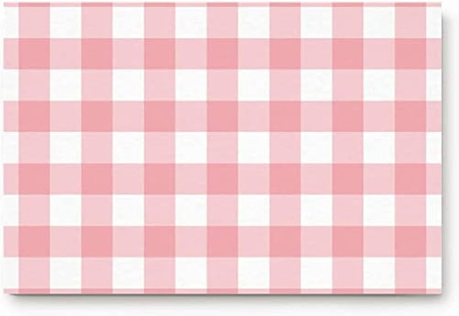 Door Mat Pink Gingham Buffalo Check Doormat Welcome Mats Rugs Carpet 20x32 Inch | Amazon (US)