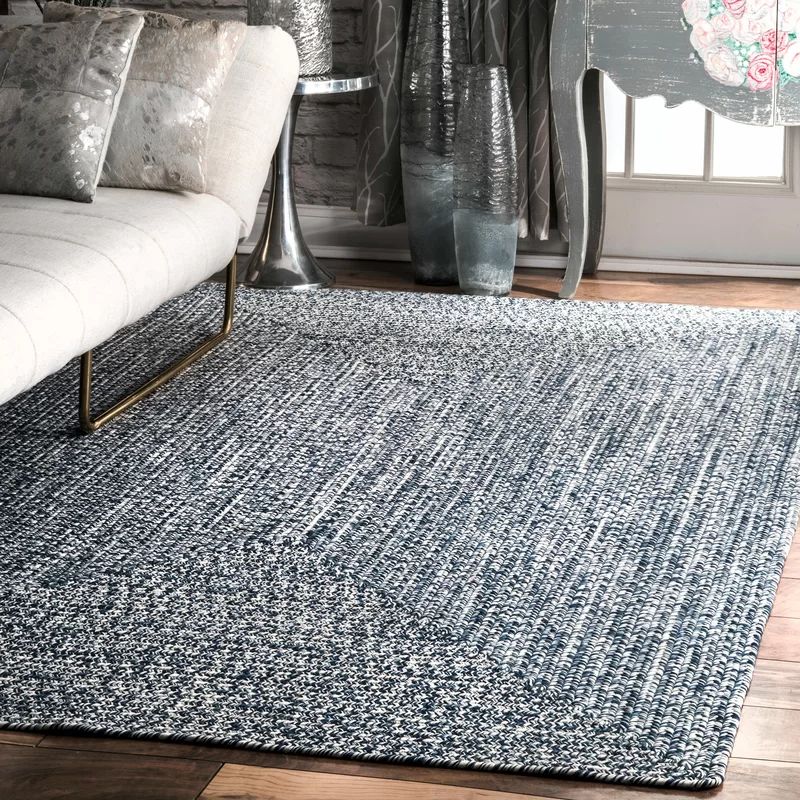 Moseley Hand-Braided Medium Blue/Off-white Indoor/Outdoor  Area Rug | Wayfair North America