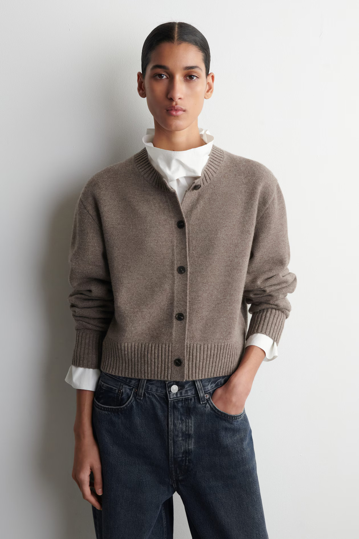 MERINO WOOL CARDIGAN - BEIGE MÉLANGE | COS GB | COS UK