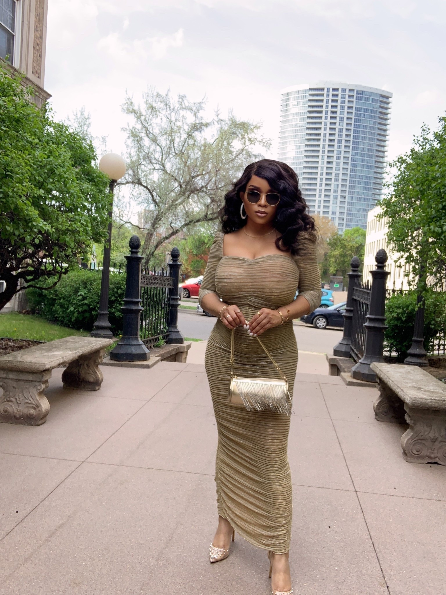 What are you wearing for NYE Eve? 
This dress feels is a NYE moment ✨.The kind of moment where you walk into the celebration room and everything softens… the lights feel warmer, the music sounds sweeter, and you suddenly remember just how radiant you are.
The Miss Circle Sorrel Gold Ruched Chiffon Maxi Dress is not just a dress — it’s a glow. The way it crafted, the movement of the chiffon, the golden hue against the skin… it gives quiet luxury and “gives all eyes on you” all at once. I styled it with a gold mini bag, gold pump heels, a statement gold rope necklace, and silver & gold hoop earrings to capture that effortless, goddess-like elegance.
This is the dress you wear when you want to feel powerful, feminine, and unforgettable — whether it's a wedding, holiday party, birthday night, or date evening. It hugs gently, flows beautifully, and photographs like a dream.
If you’ve been waiting for a sign to invest in a dress that makes you feel amazing the second you put it on… this is one. 
Scroll down to shop the exact look and step into your glow ✨
 Wedding guest dress, weddings, gold maxi dress, miss circle dress, sorrel gold chiffon dress, ruched maxi dress, wedding guest dress gold, holiday party dress women, elegant evening dress, gold formal dress, chiffon long dress, luxury occasion dress, gold accessories outfit, gold pump heels women, gold mini bag outfit, statement necklace gold, women event outfits, ltk dresses, occasion wear for women


#LTKHoliday #LTKootd #LTKGiftGuide