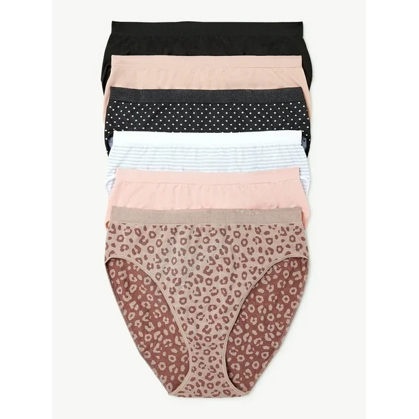 Joyspun Women's Seamless Hi Cut Panties, 6-Pack, Sizes to 3XL - Walmart.com | Walmart (US)