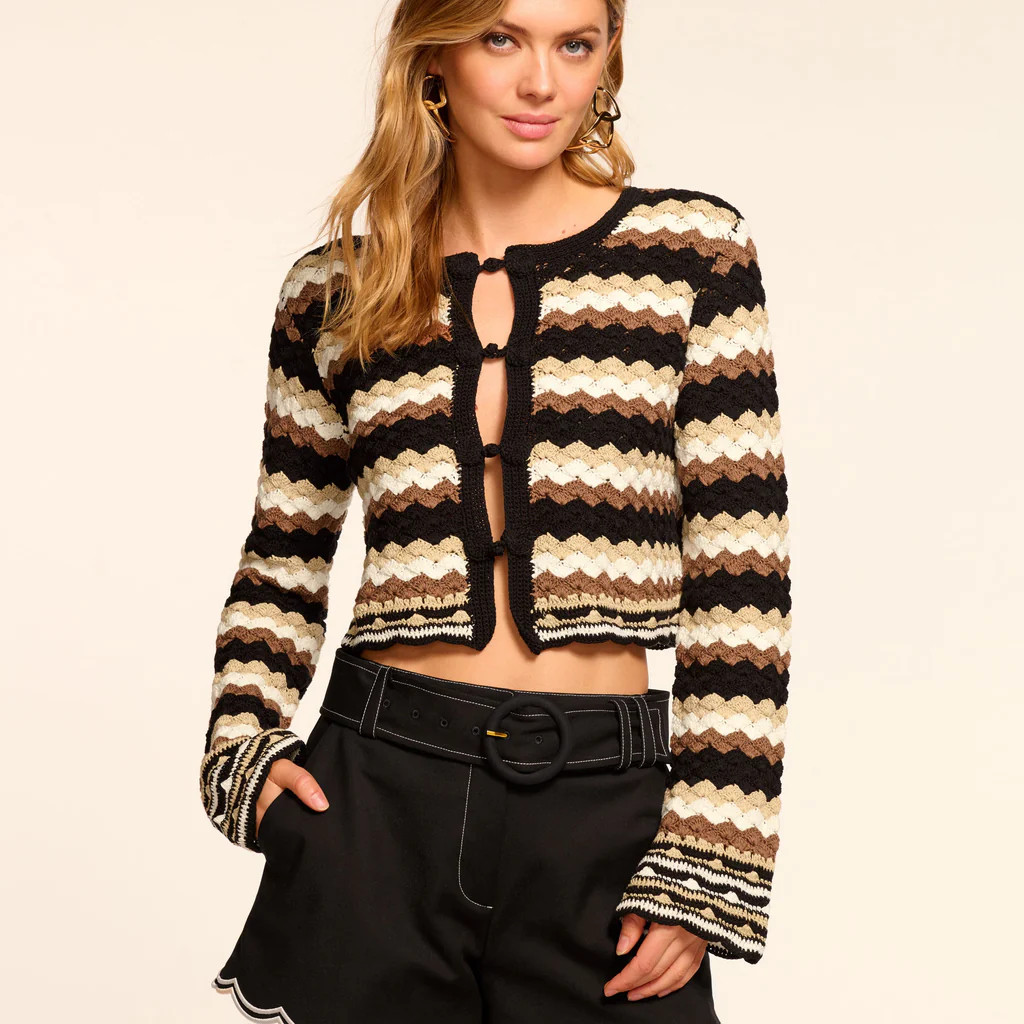 Alanza Cotton Crochet Cardigan Sweater | Ramy Brook