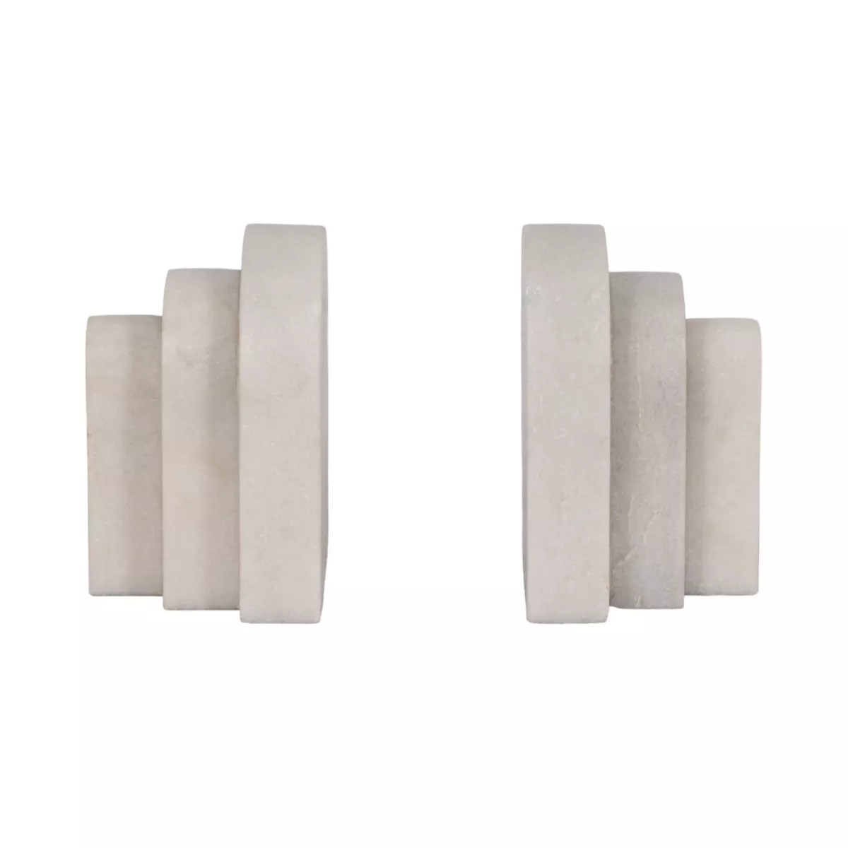 Sagebrook Home Set of 2 Bookends - Contemporary Layered Arches 6" White Marble Bookends for Decor... | Target