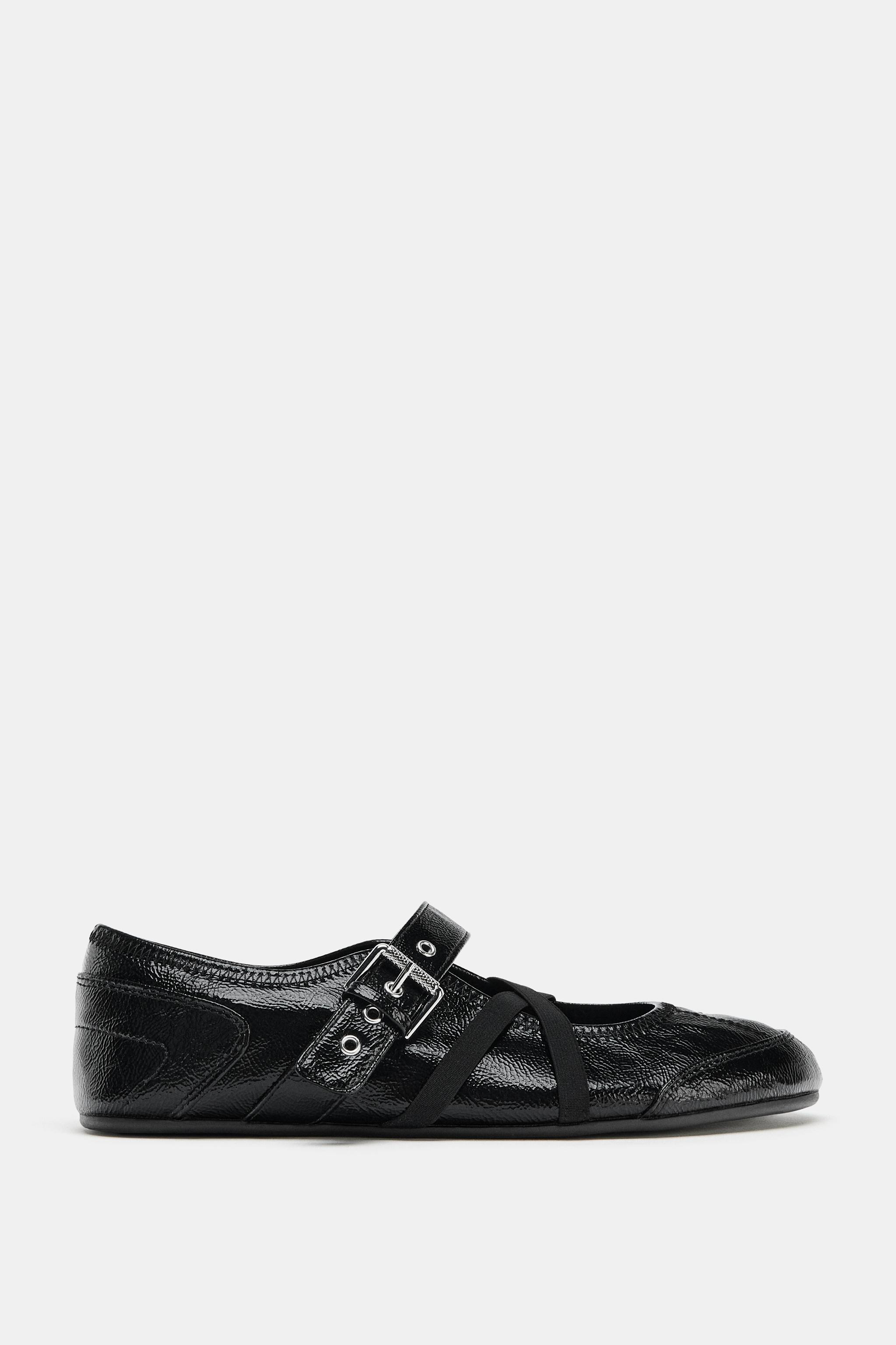 PATENT EFFECT BALLET FLATS WITH BUCKLES | Zara US