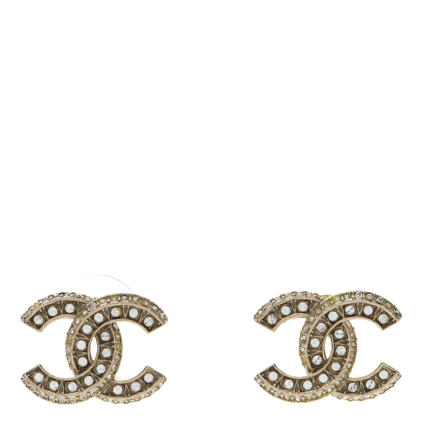 Crystal Timeless CC Earrings Light Gold | FASHIONPHILE (US)