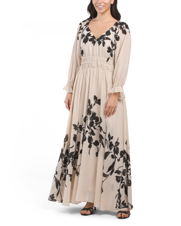 V-neck Floral Long Sleeve Maxi Dress | TJ Maxx