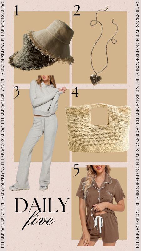 Daily 5🤍
resort wear finds, vacation accessories, vacation tote, bucket hat, spring athleisure, flare joggers, amazon fashion finds, amazon pj set, free people jewelry 

#LTKtravel #LTKstyletip #LTKfindsunder50