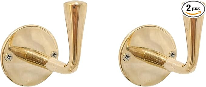 Set of 2 Unlacquered Brass Wall Hooks | Heavy Duty Brass Coats for Doors and Bathrooms | Decorati... | Amazon (US)