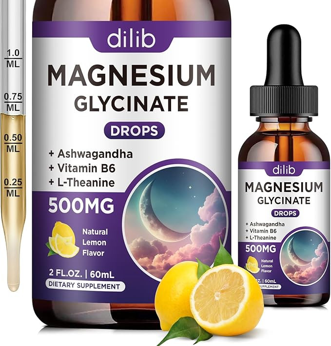 Magnesium Glycinate Supplement, Magnesium Liquid Drops with Magnesium Glycinate 500mg Vitamin B6,... | Amazon (US)