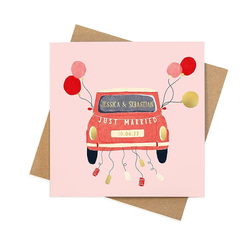 Personalised wedding card | luxury illustrated colour and foil square wedding greeting cards | Mr... | Amazon (UK)