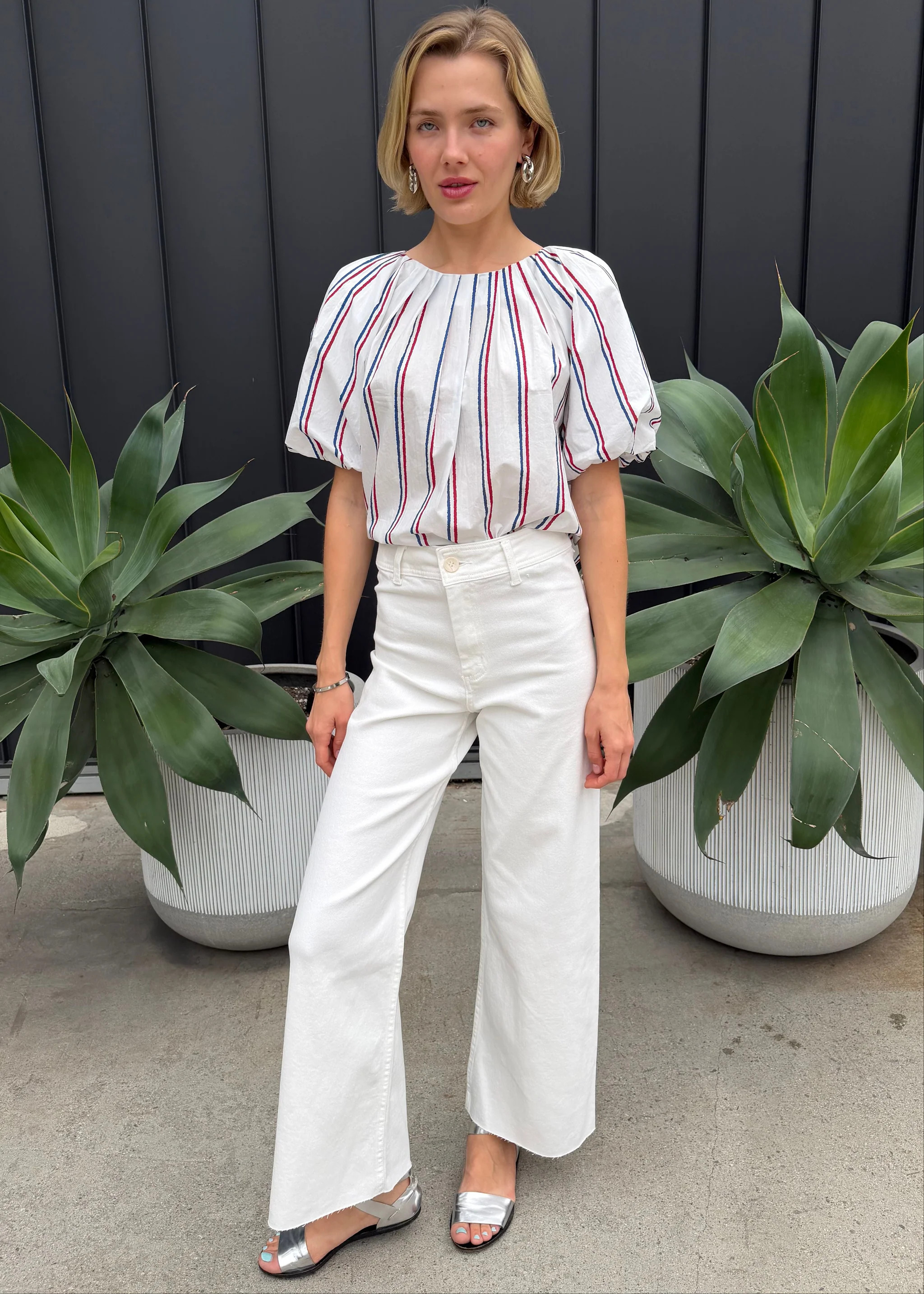 Lindi Straight Wide Leg Pants - Off White | Benaar La