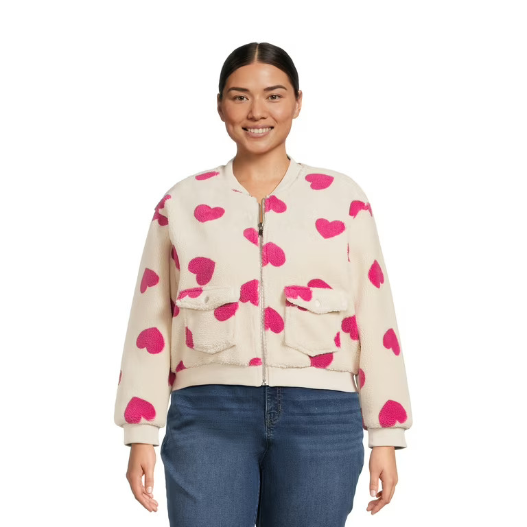 No Boundaries Juniors Plus Size Sherpa Bomber Jacket | Walmart (US)