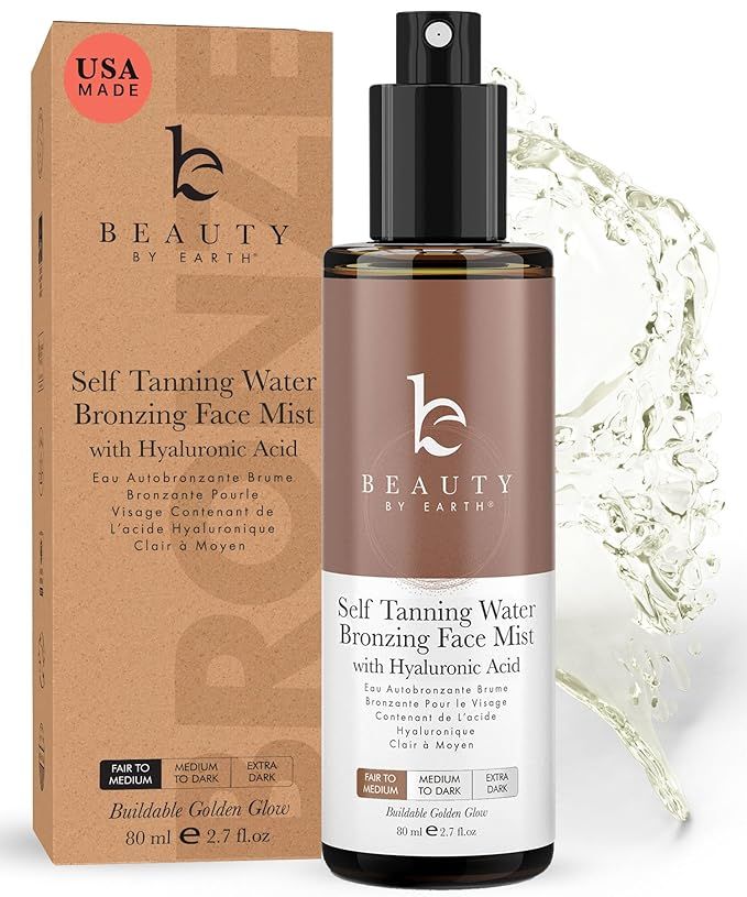 Beauty by Earth Self Tanning Face Mist - Fair to Medium Fake Tan Face Tanning Spray - Sunless Tan... | Amazon (US)