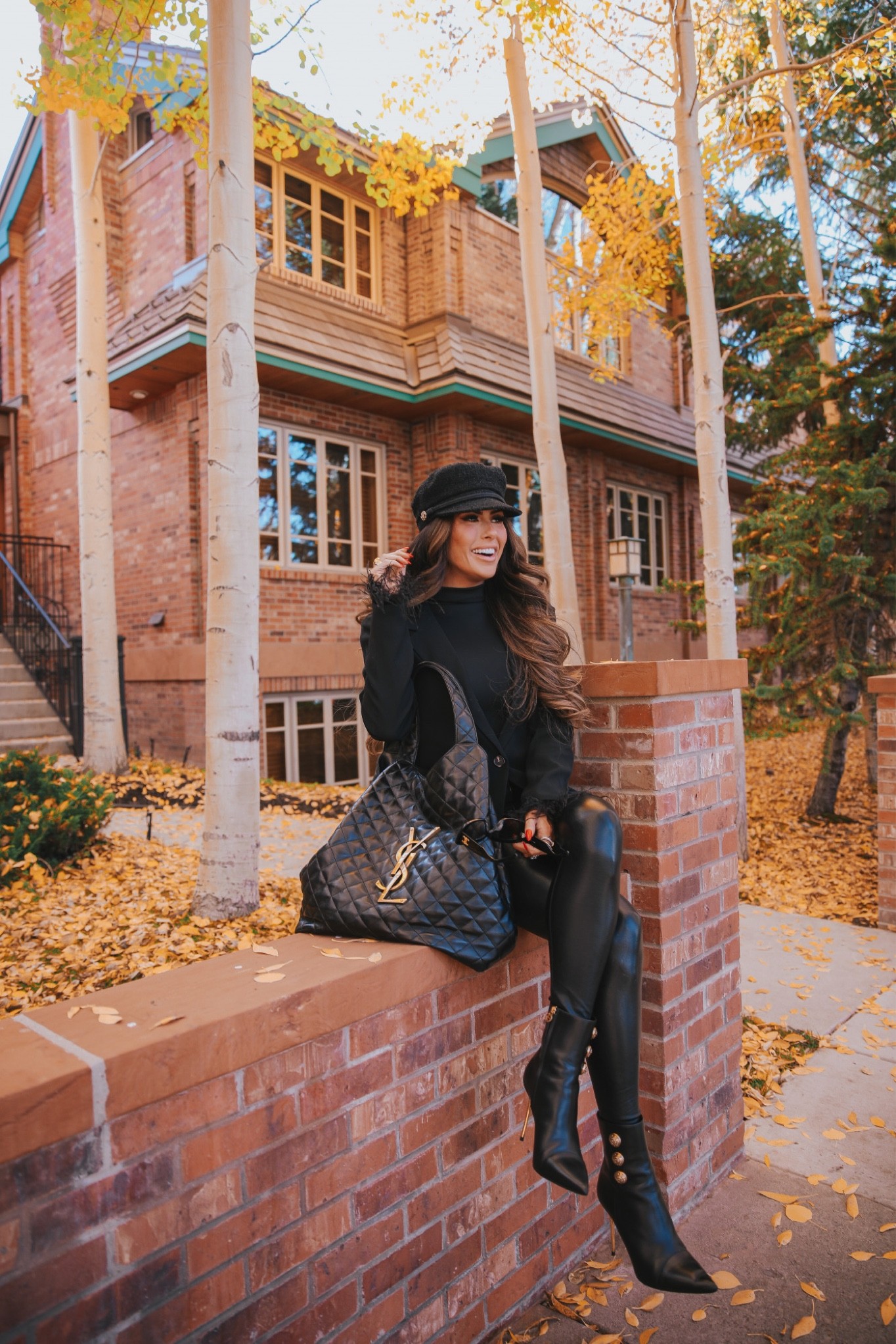 Fall Outfits, Blazer, Feather Trimmed Blazer, Faux Leather Leggings, Magic Outfit, Balmain Booties, Flattering Bodysuit, Long Sleeve Bodysuit, Baker Boy Hat, YSL Bag, YSL Icare Maxi Shopping Bag, Celine Sunglasses, Emily Ann Gemma

#LTKshoecrush #LTKSeasonal