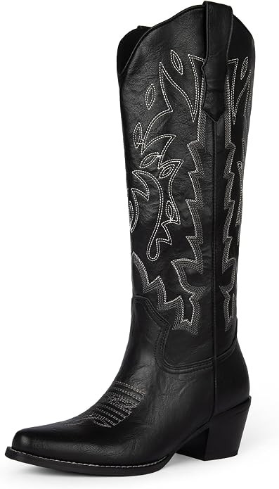 Cowboy Boots for Women, Pointed Toe Chunky Heel Cowgirl Boots | 2.16 Inch Chunky Block Low Heel B... | Amazon (US)