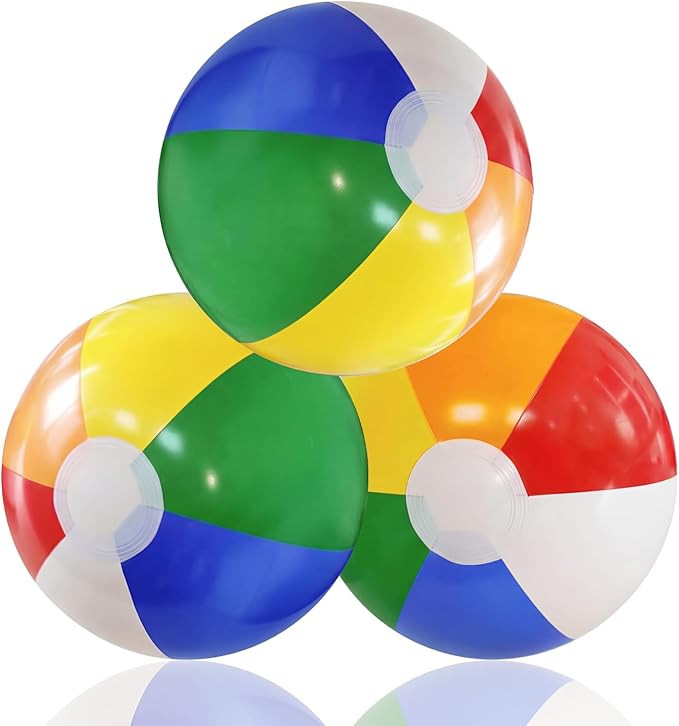 16 Inch Beach Balls 3 Pack, Large Inflatable Rainbow Beach Balls Bulk for Pool Water Games, Hawai... | Amazon (US)
