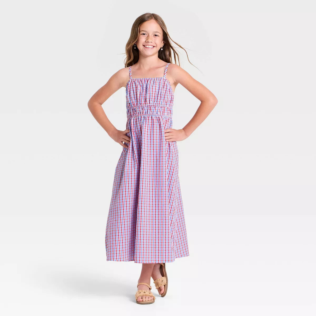 Girls' Gingham Woven Maxi Dress - Cat & Jack\u2122 XS | Target