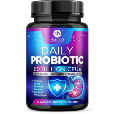 Daily Probiotic Supplement 60 Billion CFU - 10 Diverse Strains for Digestion - 60 Count By Nature's Peak | Target