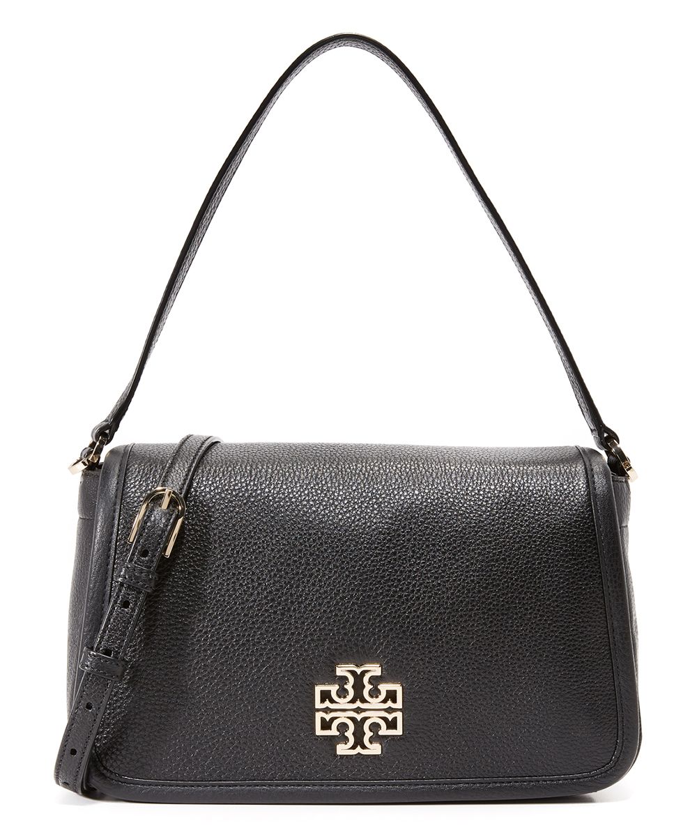 Tory Burch Women's Handbags Black - Black Britten Leather Shoulder Bag | Zulily