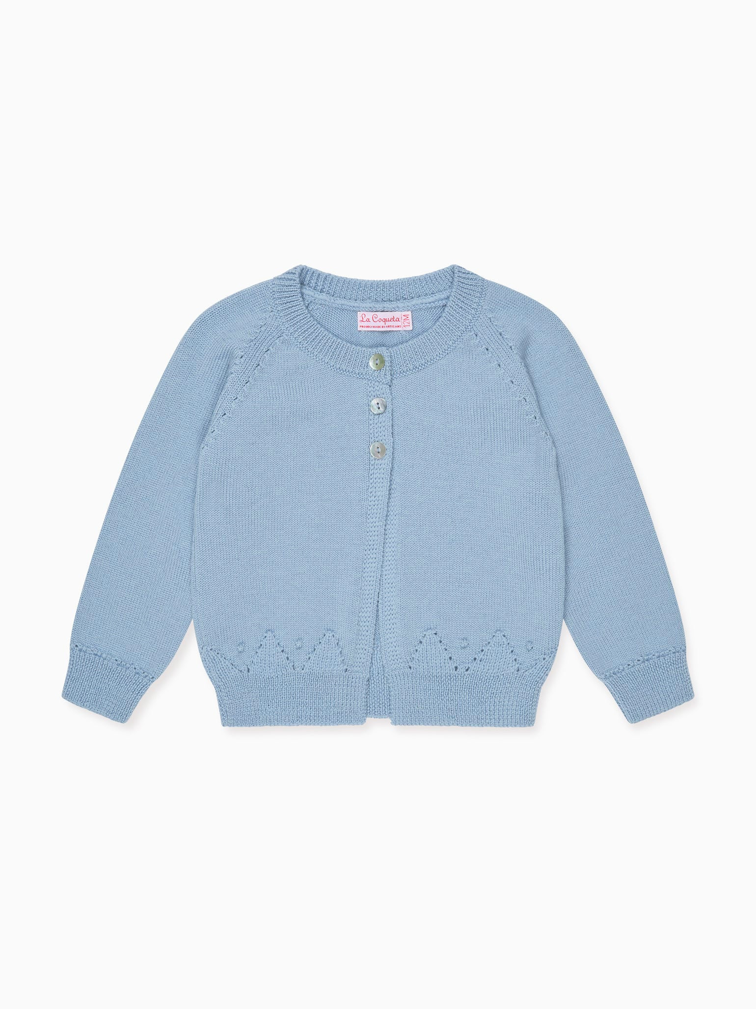 Dusty Blue Alvira Merino Baby Cardigan | La Coqueta (US)