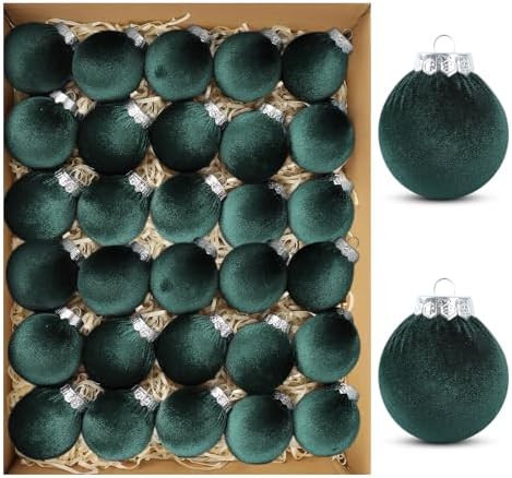 30Pcs Velvet Christmas Balls Christmas Tree Ornaments Velvet Balls Shatterproof Xmas Bulbs Decora... | Amazon (US)