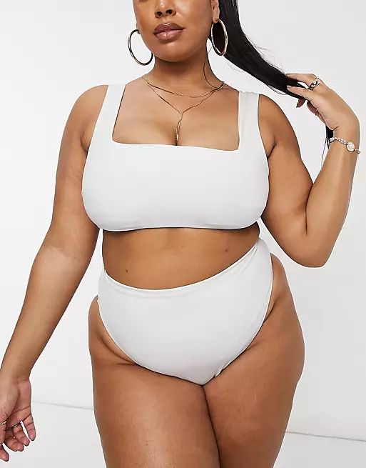 ASOS DESIGN Curve recycled mix & match bikini in white | ASOS (Global)