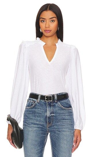 Dolly Smocked Shoulder Tee in White | Revolve Clothing (Global)