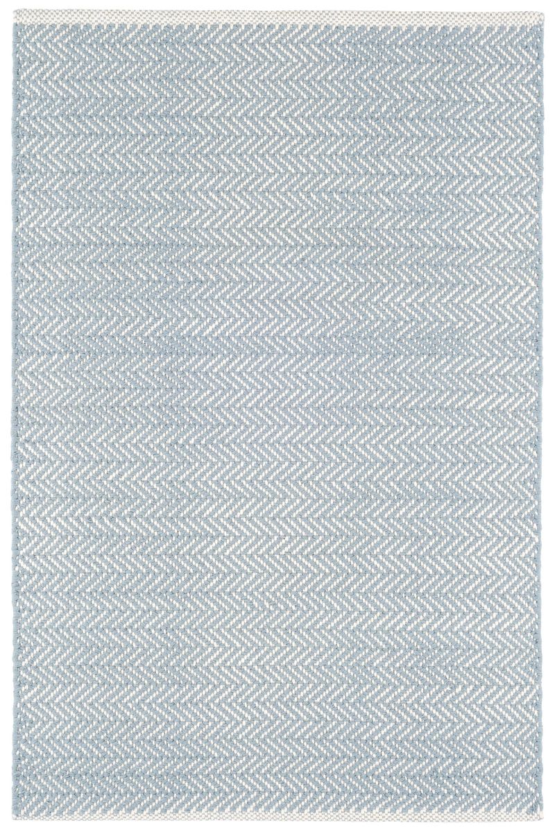 Herringbone Swedish Blue Handwoven Cotton Rug | Annie Selke