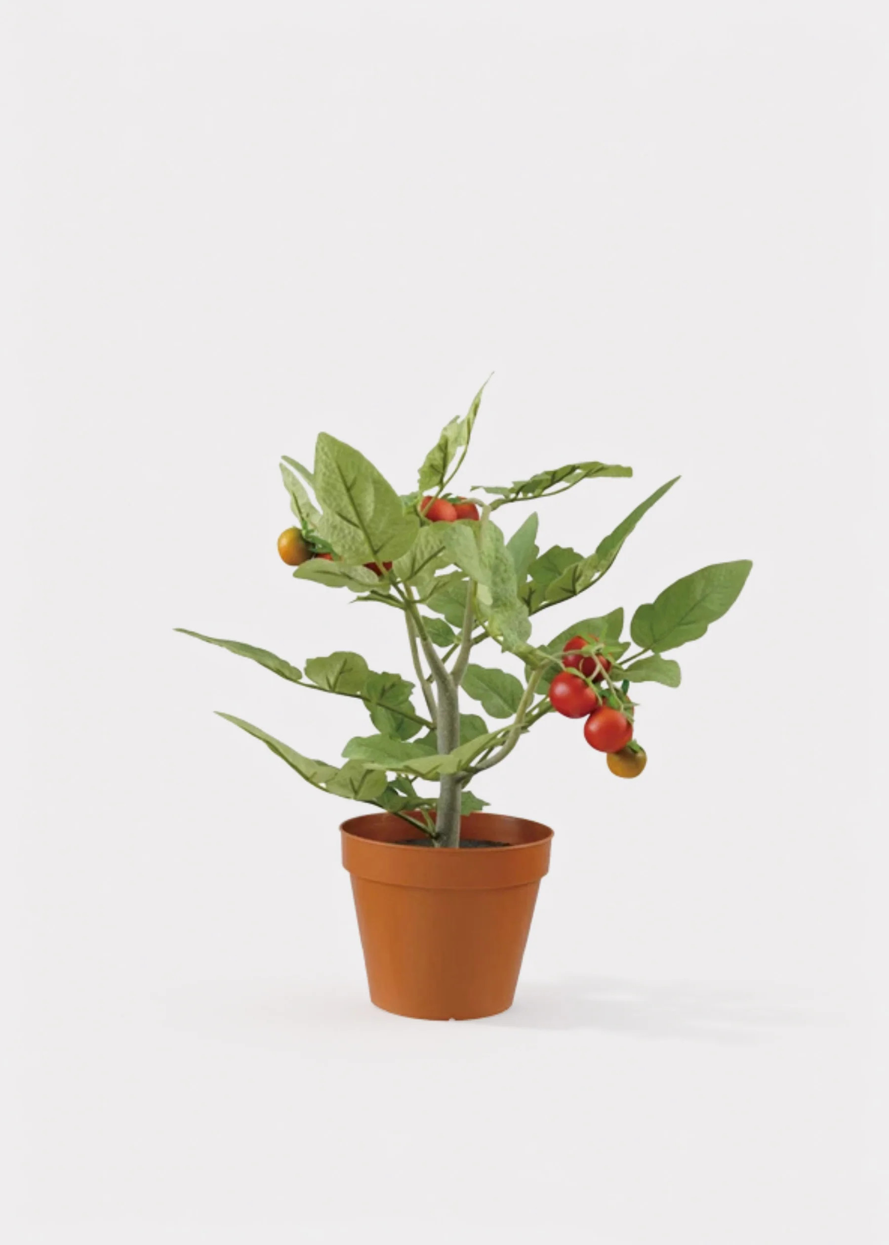 Artificial Potted Tomato Plant in Orange Plastic Pot - 13.25" | Afloral