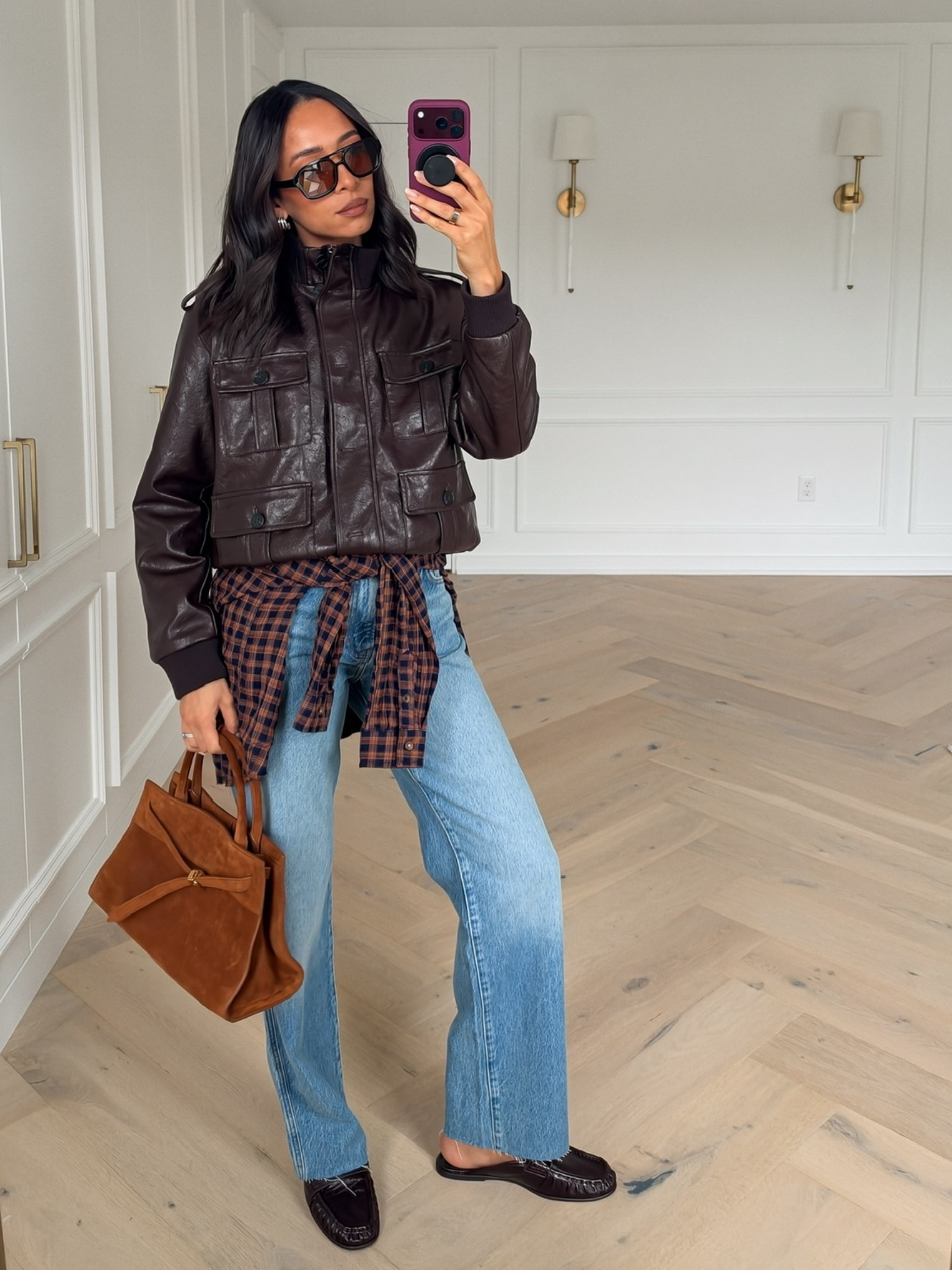 Fall outfit! This leather jacket is really soft and look luxe 😍 Wearing size S cropped plaid shirt, size S faux leather utility jacket, and size 27 mid-rise straight leg jeans

fall fashion, casual outfit, date night outfits, fall fashion hauls, jeans, designer jeans, fall jacket

#LTKSeasonal