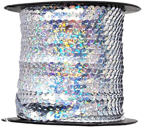 Mandala Crafts Flat Sequin Strip Trim on Strings for Crafts, Fringe, and Sewing; Holographic Silv... | Amazon (US)