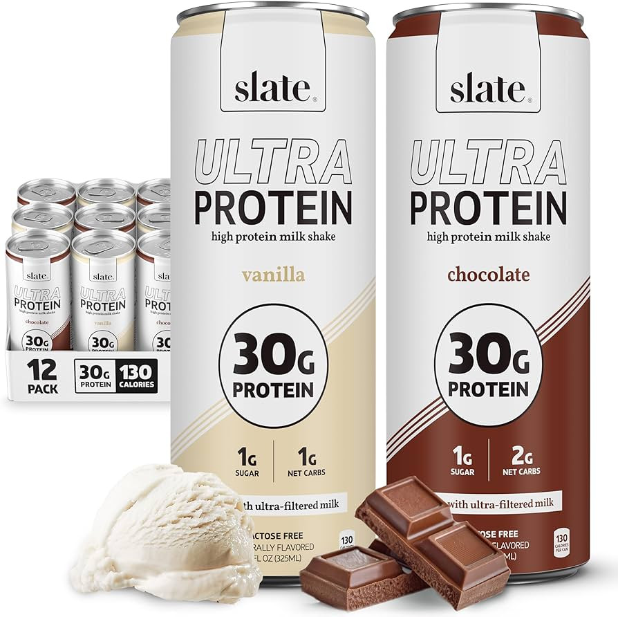 Slate Milk - Ultra Protein Shake - Best Sellers Pack - Chocolate, Vanilla - 30g Protein, 1g Sugar... | Amazon (US)