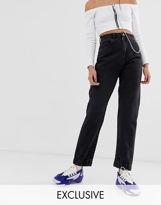 COLLUSION x006 mom jeans in washed black | ASOS UK