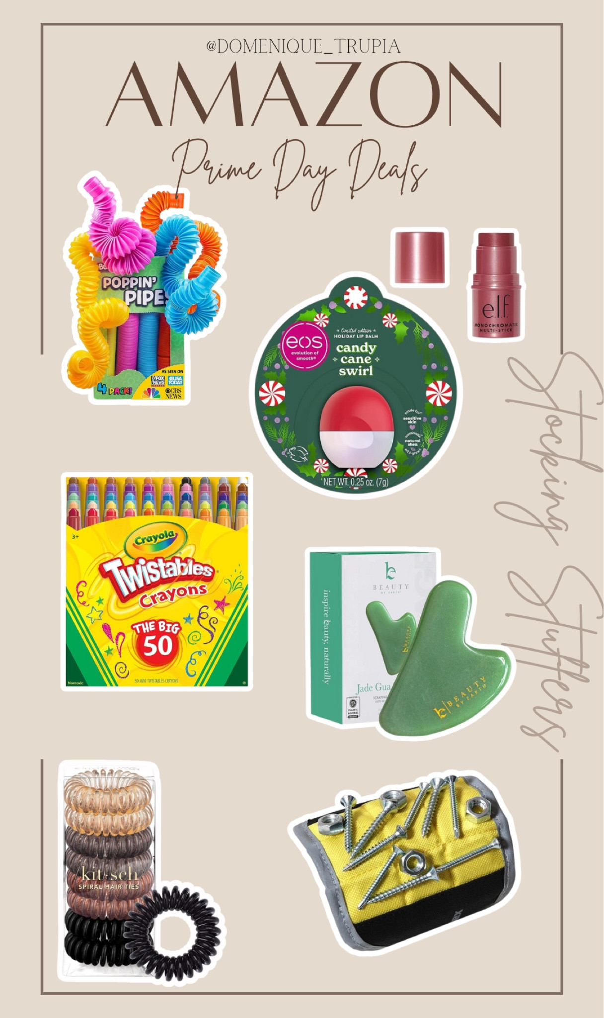 Amazon Prime Day stocking stuffer finds 

Twistable crayons | holiday lip balm | gua sha stone | jade stone | multi use makeup stick | pop sticks | fidget toys | kitsch hair ties | magnetic wrist band 

#LTKGiftGuide #LTKHolidaySale #LTKxPrime