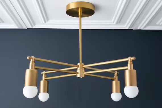 Gold Chandelier - Brass Lighting - Kitchen Chandelier - Modern Ceiling Light - Art Deco Lamps - C... | Etsy (US)