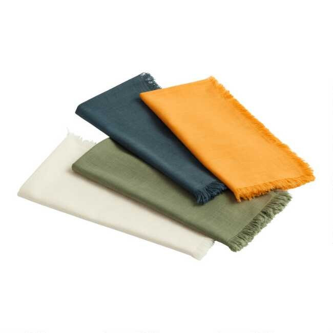 Cotton Slub Napkins With Fringe Set Of 4 | World Market