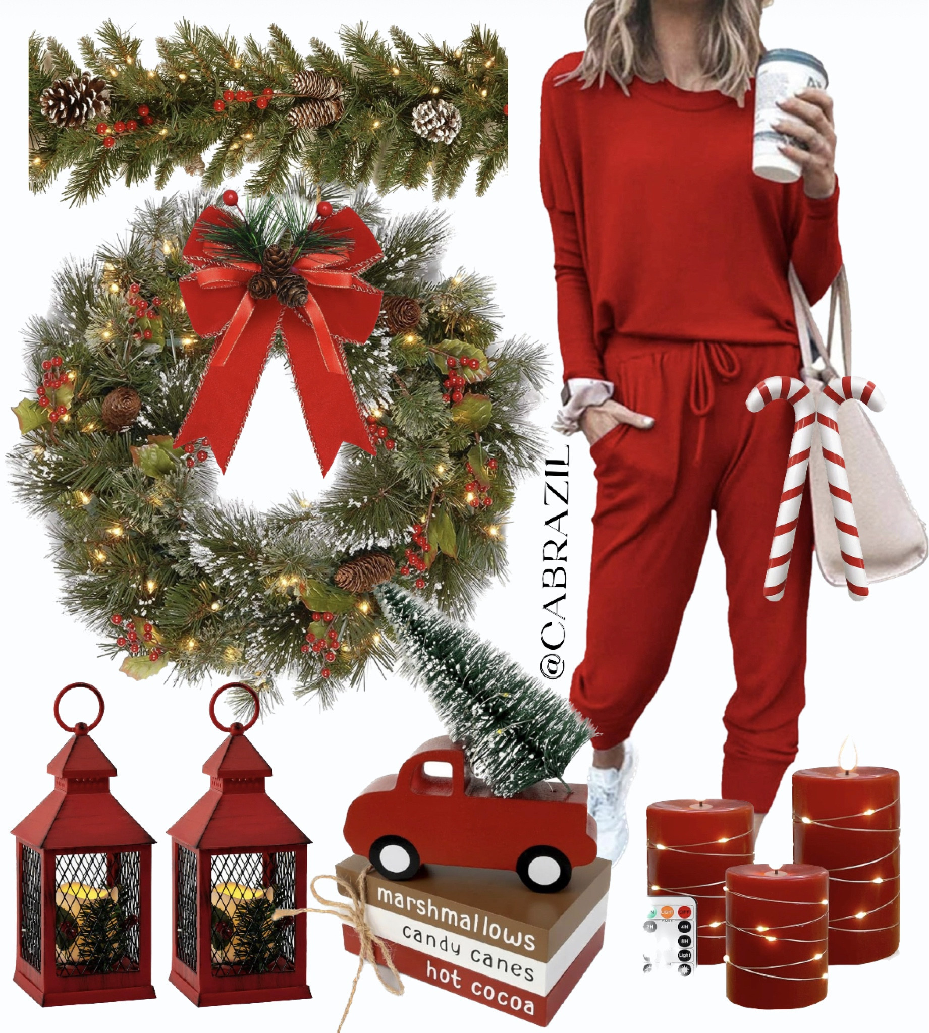 Red details and red decor for the holidays. Lantern, candles, outfit and more, all in red! 

#LTKSeasonal #LTKHoliday #LTKhome